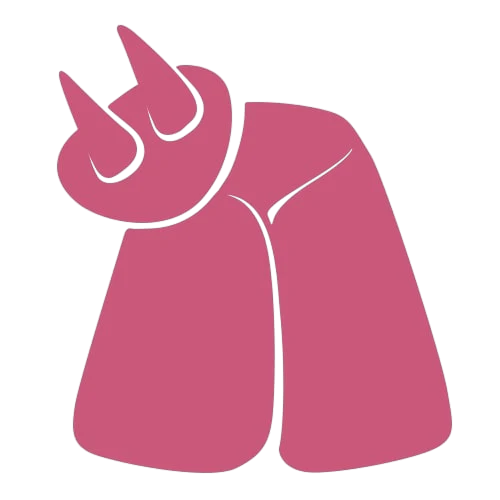Preprosta stilizirana roza ilustracija kravjega vimena z dvema vidnima seskoma v minimalističnem in abstraktnem slogu na enobarvnem ozadju.