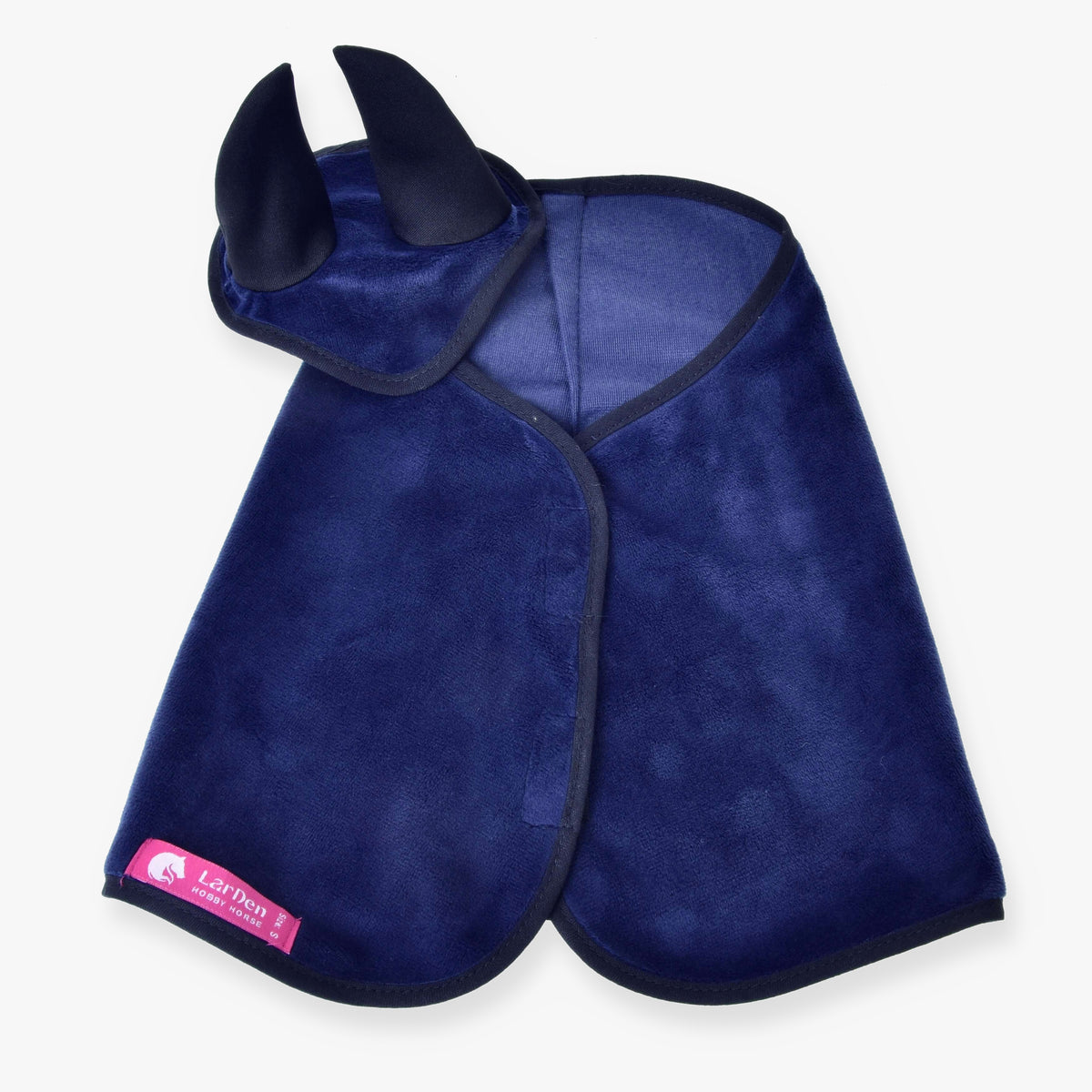 Hobby Horse komplet Dark Blue (naušniki + pregrinjalo) LarDen: mehko žametasto pregrinjalo in naušniki s črnimi ušesnimi deli in obrobo