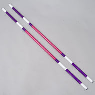 LarDen Hobby Horse Jump pole pink-purple, 2 pcs: two purple, pink and white striped poles lying side by side