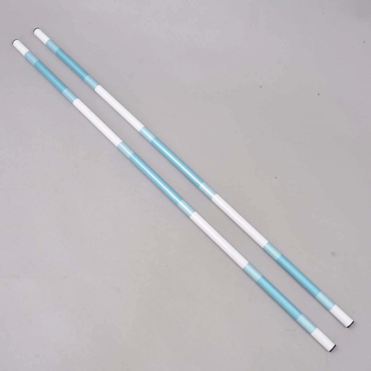 LarDen Hobby Horse Jump pole turquoise-white, 2 pcs: two poles in turquoise, pale aqua and white lying side by side