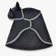 Hobby Horse Set Thermo Black Queen by LarDen, black quilted blanket and ear bonnet with glittery silver trim