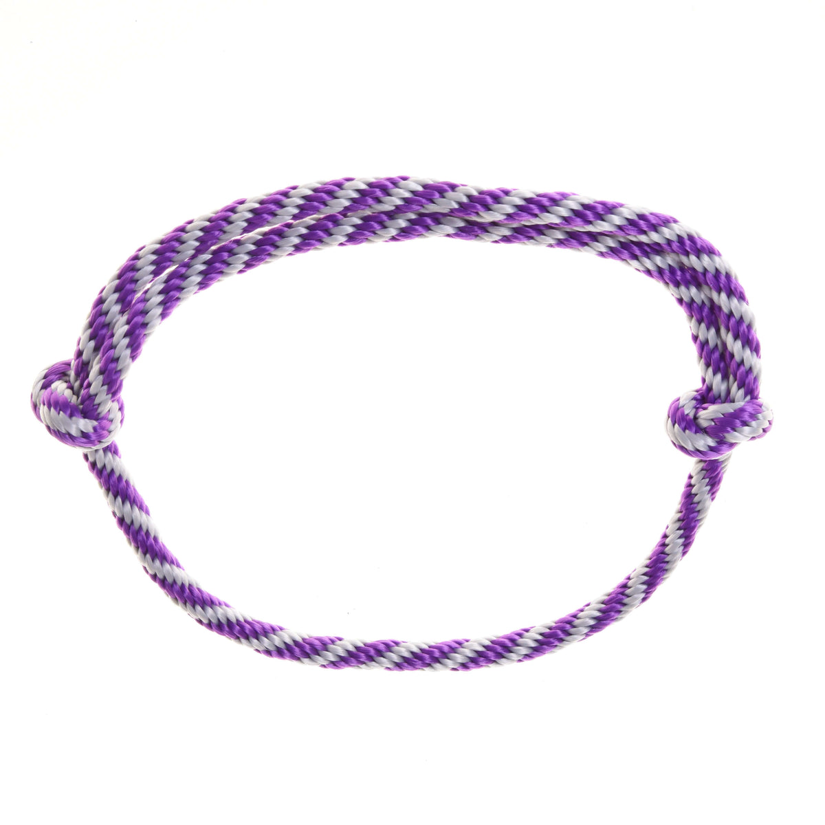 Hobby Horse vratni obroč (cordeo) iz kompleta Start Purple: vratna zanka iz vijolično-sive sukane vrvi z dvema vozloma na belem ozadju
