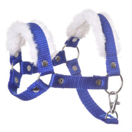 Hobby Horse Halter blue with fur by LarDen in royal blue nylon webbing with white fur padding, silver rings and snap hook