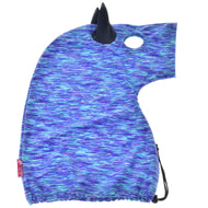Hobby Horse zaščitna obleka Sea, razprostrta: Lycra z modrimi in vijoličnimi progami, temno modrim ušesom, odprtino za oko in robom z vrvico