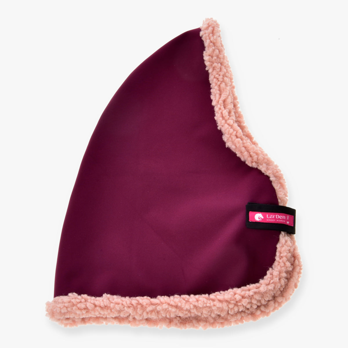 Hobby Horse hlevsko pregrinjalo Royal Burgundy znamke LarDen v temni bordo barvi z mehko bledo roza kodrasto obrobo iz flisa naokoli