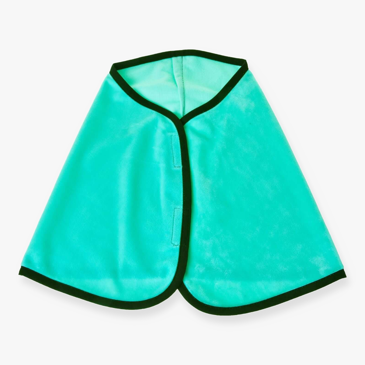 Hobby Horse Blanket Mint by LarDen in mint green plush with dark green trim and hook-and-loop closure, laid flat