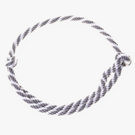 Hobby Horse Cordeo silver stripe by LarDen, twisted rope neck ring in grey and white with two knots