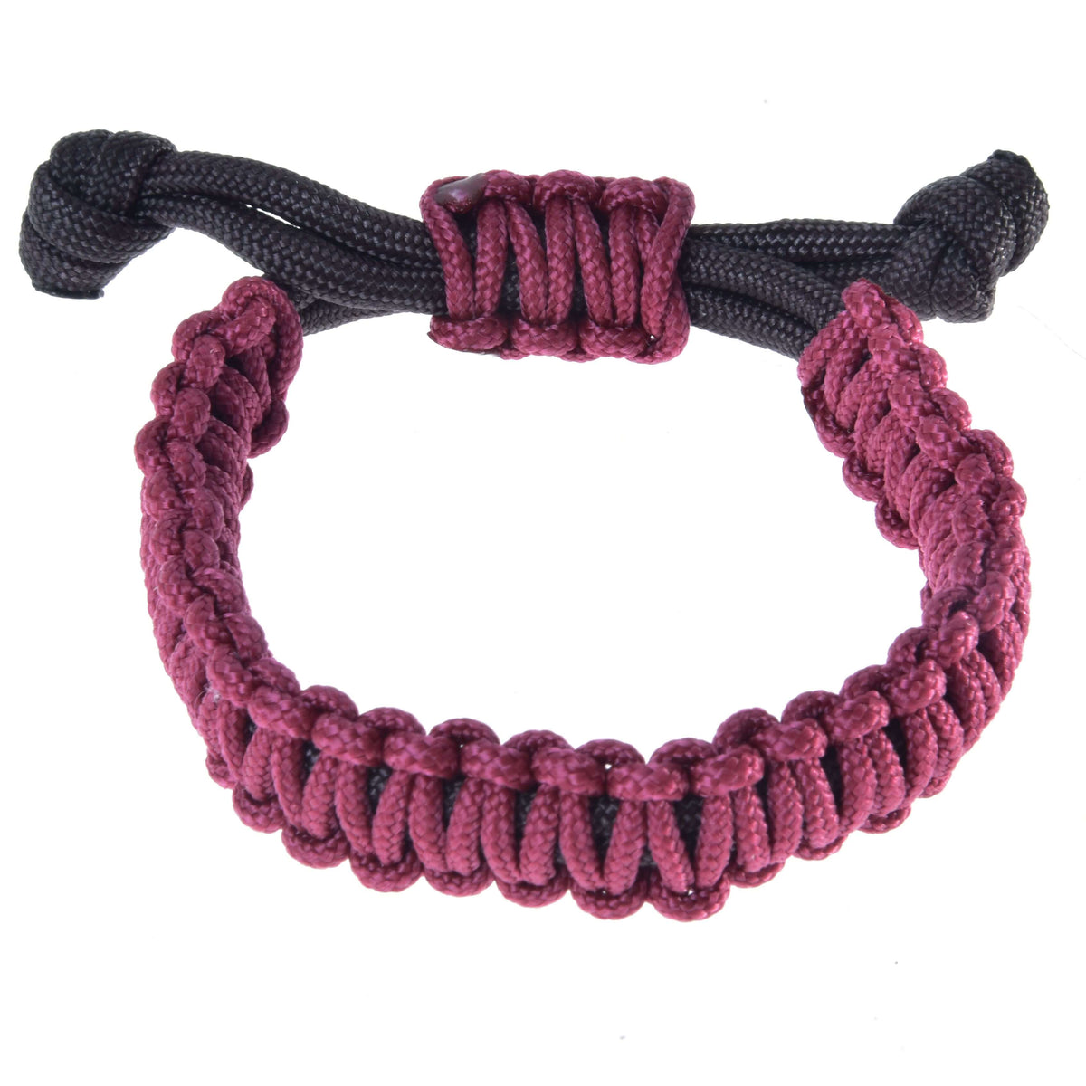 Hobby Horse zapestnica Maroon LarDen iz vozlane bordo vrvice na črnem nastavljivem traku z bordo drsnim vozlom