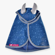 Hobby Horse dežno pregrinjalo Dolly (softshell) znamke LarDen od zgoraj: jekleno modro z bledimi kapljicami, sivimi ušesi in modro podlogo iz flisa
