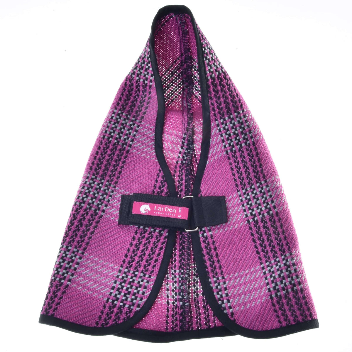 Hobby Horse Stable Blanket Pink opened out to show the chest strap with D-ring and pink LarDen label